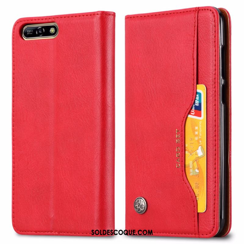 Coque Huawei Y6 2018 Protection Étui Business Vintage Étui En Cuir Soldes