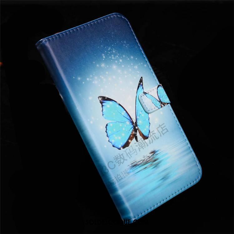 Coque Huawei Y6 2018 Protection Étui En Cuir Peinture Bleu Téléphone Portable En Vente