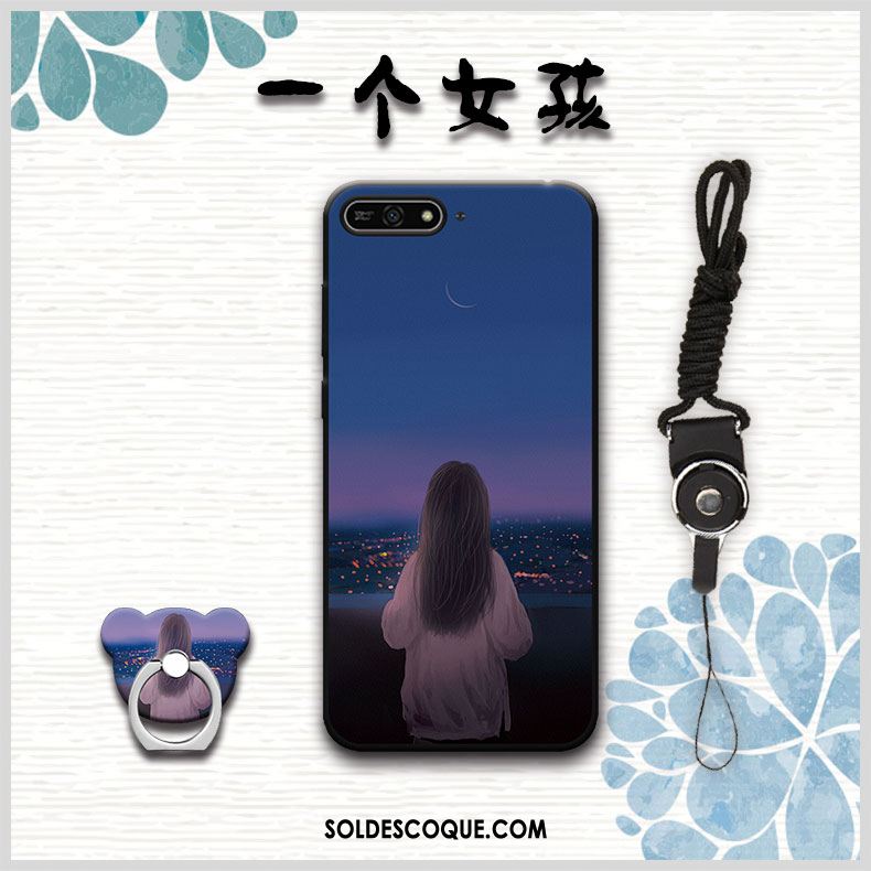 Coque Huawei Y6 2018 Téléphone Portable Fluide Doux Ornements Suspendus Étui Noir En Vente