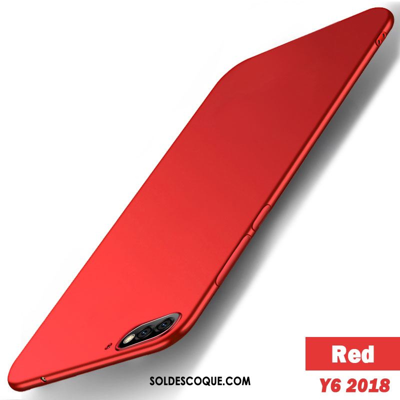 Coque Huawei Y6 2018 Téléphone Portable Fluide Doux Rouge Protection Étui Housse Soldes