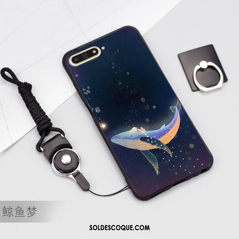 Coque Huawei Y6 2018 Téléphone Portable Protection Noir Étui Silicone Pas Cher