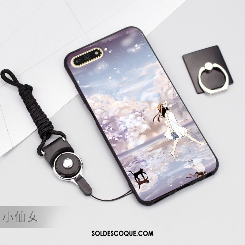 Coque Huawei Y6 2018 Téléphone Portable Protection Noir Étui Silicone Pas Cher