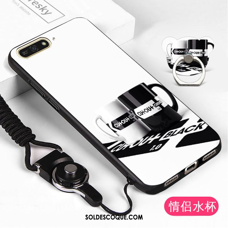 Coque Huawei Y6 2018 Téléphone Portable Étui Blanc Fluide Doux Protection Pas Cher