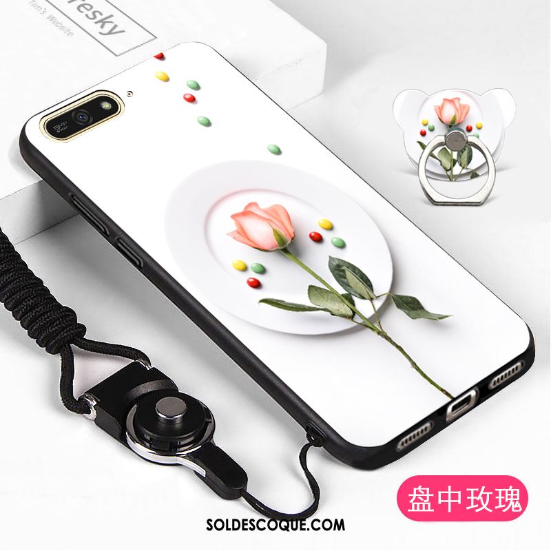 Coque Huawei Y6 2018 Téléphone Portable Étui Blanc Fluide Doux Protection Pas Cher