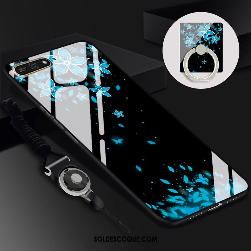 Coque Huawei Y6 2018 Verre Noir Tendance Étui Protection En Vente