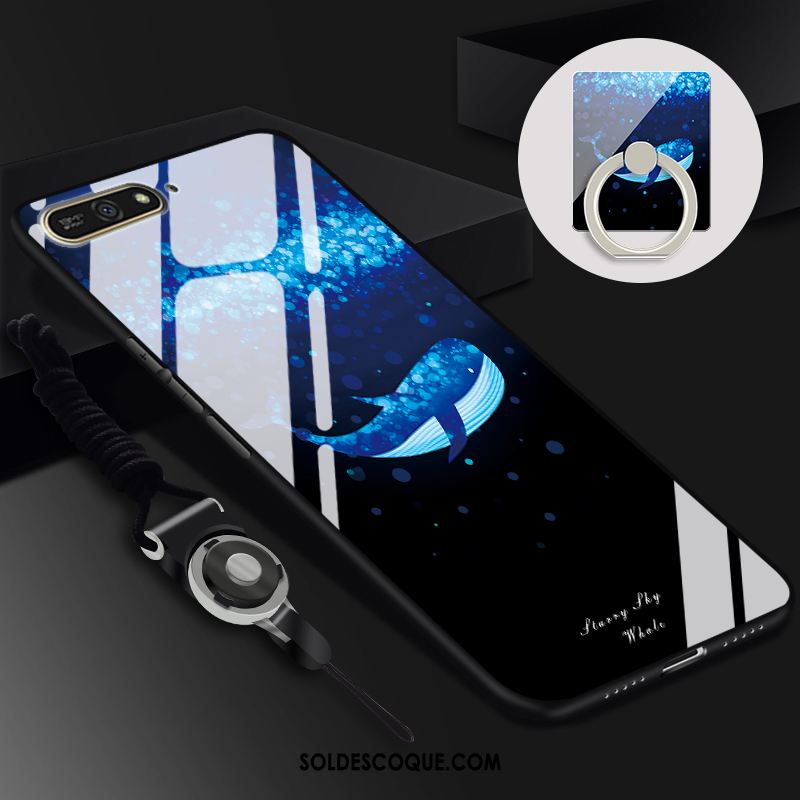 Coque Huawei Y6 2018 Verre Noir Tendance Étui Protection En Vente