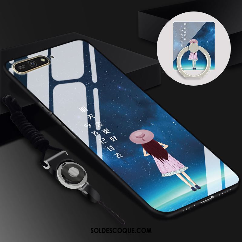 Coque Huawei Y6 2018 Verre Noir Tendance Étui Protection En Vente