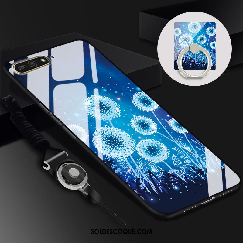 Coque Huawei Y6 2018 Verre Noir Tendance Étui Protection En Vente