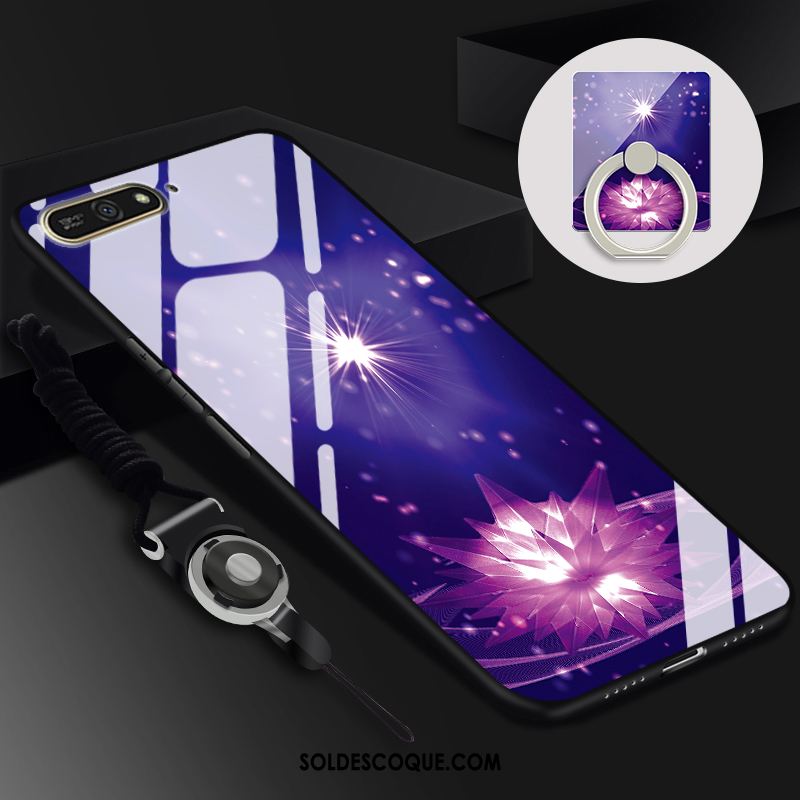 Coque Huawei Y6 2018 Verre Noir Tendance Étui Protection En Vente