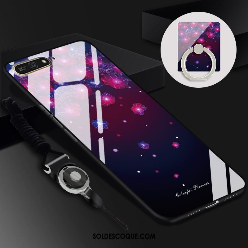 Coque Huawei Y6 2018 Verre Noir Tendance Étui Protection En Vente