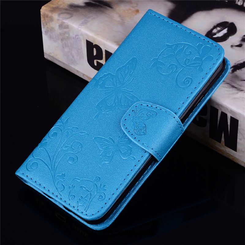 Coque Huawei Y6 2018 Étui En Cuir Fleurs De Papillons Tout Compris Téléphone Portable Carte En Ligne