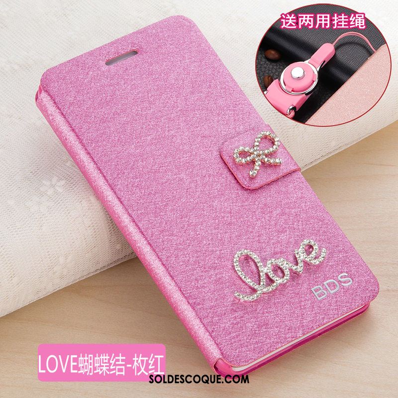 Coque Huawei Y6 2018 Étui En Cuir Rose Protection Téléphone Portable Fashion En Ligne