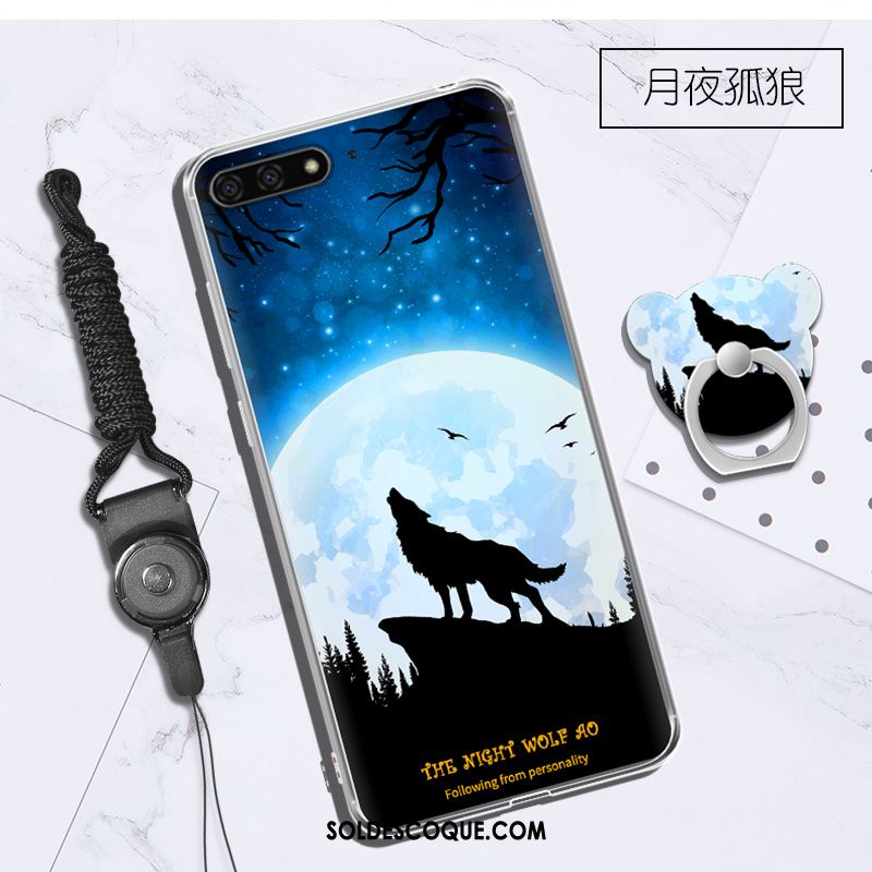 Coque Huawei Y6 2018 Étui Ornements Suspendus Téléphone Portable Bleu Créatif En Vente