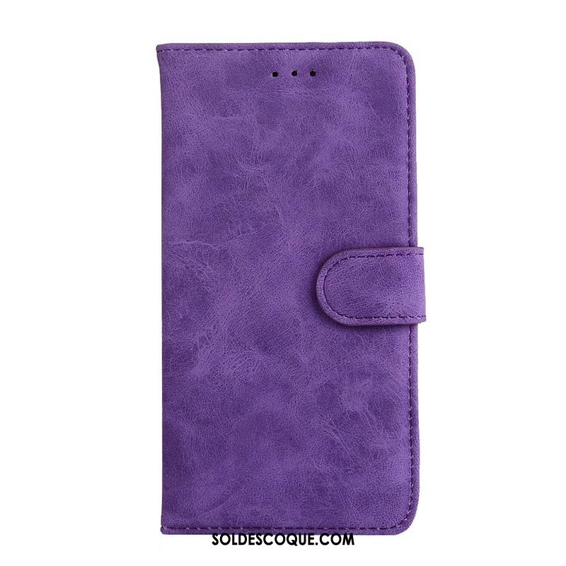 Coque Huawei Y6 2018 Étui Portefeuille Violet Protection Délavé En Daim Soldes