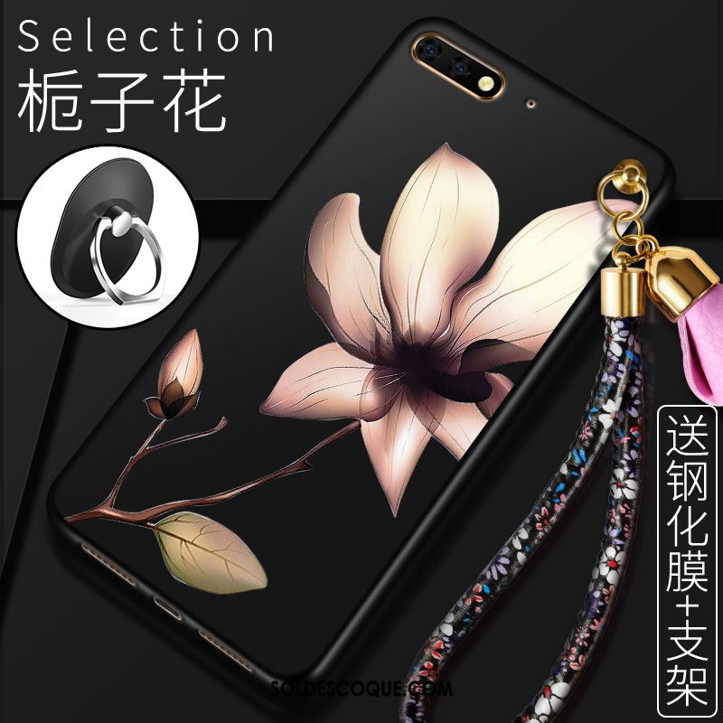 Coque Huawei Y6 2018 Étui Protection Fleurs Membrane Rouge En Vente