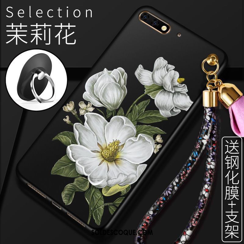 Coque Huawei Y6 2018 Étui Protection Fleurs Membrane Rouge En Vente