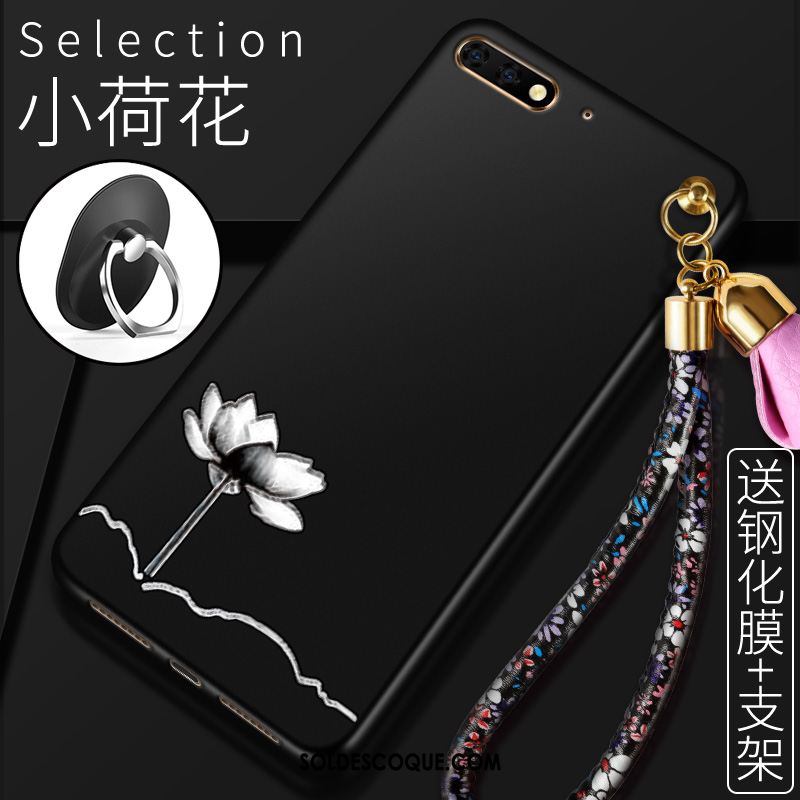 Coque Huawei Y6 2018 Étui Protection Fleurs Membrane Rouge En Vente