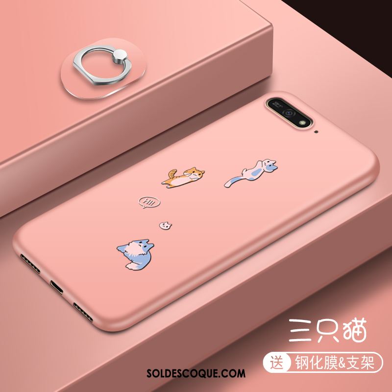 Coque Huawei Y6 2018 Étui Rose Fluide Doux Incassable Net Rouge Pas Cher