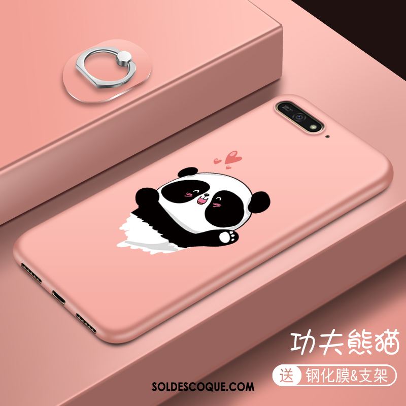 Coque Huawei Y6 2018 Étui Rose Fluide Doux Incassable Net Rouge Pas Cher