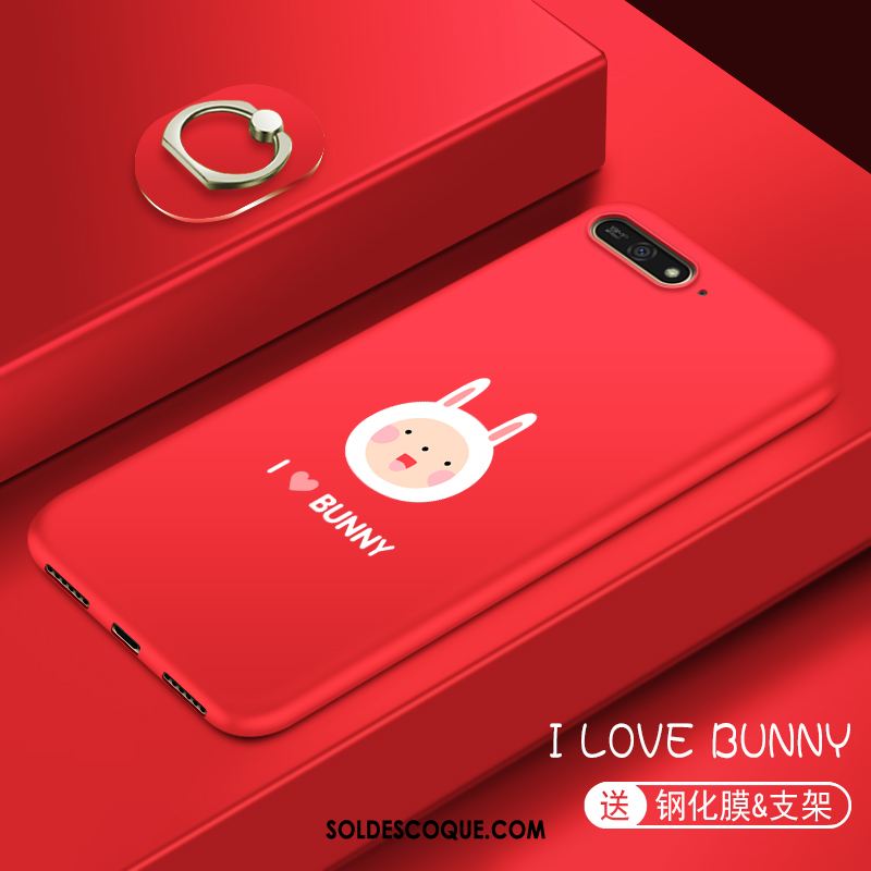 Coque Huawei Y6 2018 Étui Rose Fluide Doux Incassable Net Rouge Pas Cher