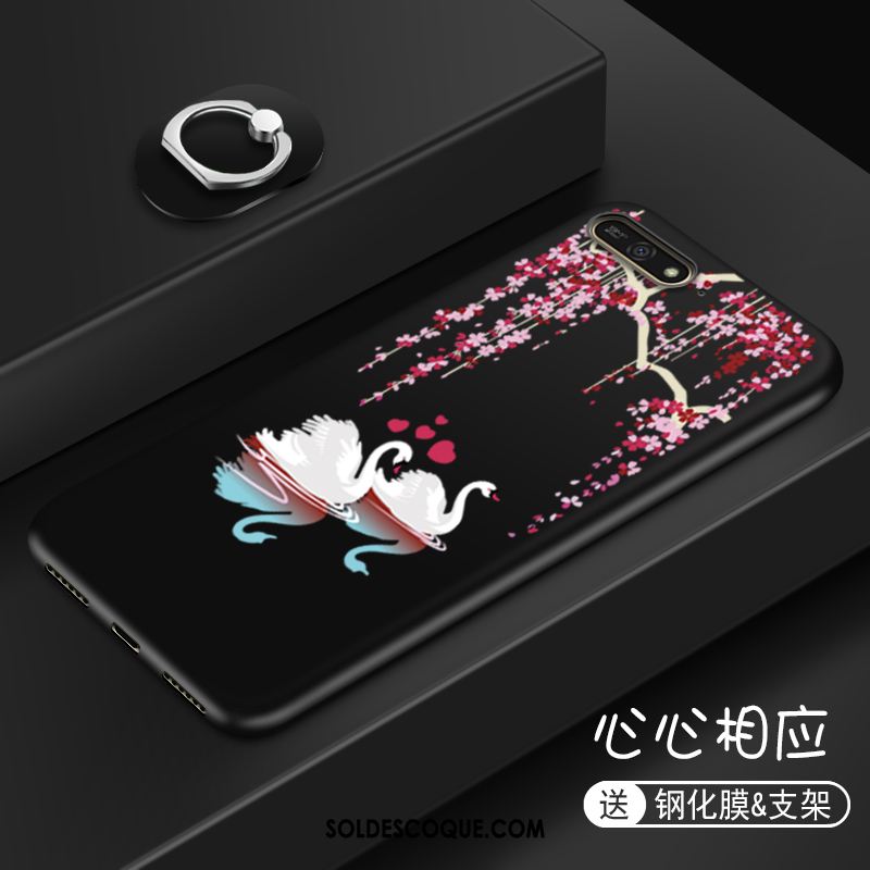 Coque Huawei Y6 2018 Étui Rose Fluide Doux Incassable Net Rouge Pas Cher