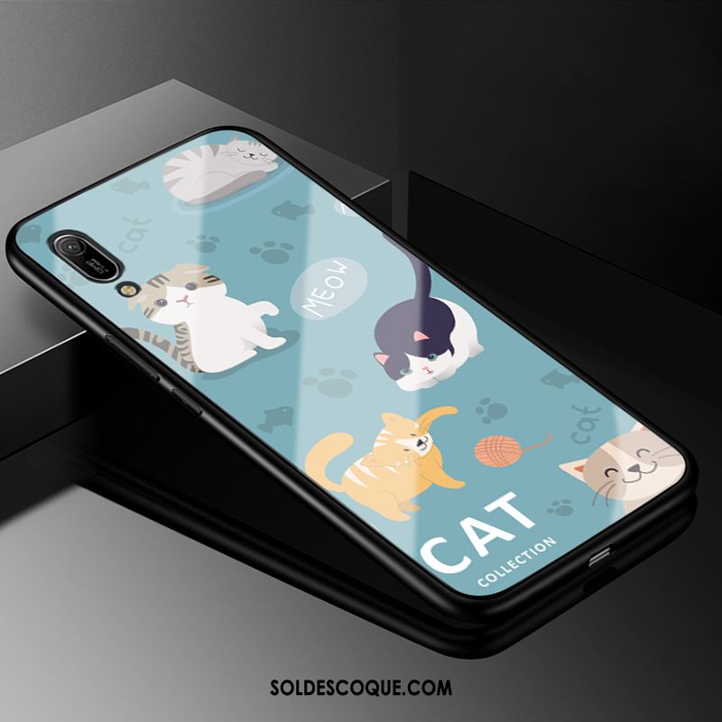 Coque Huawei Y6 2019 Bleu Incassable Charmant Étui Fluide Doux Housse Soldes