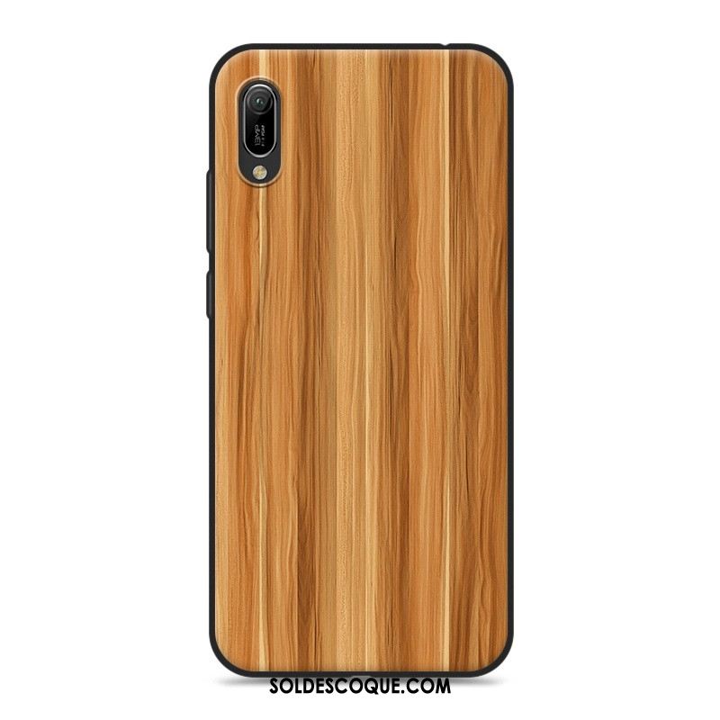 Coque Huawei Y6 2019 Fluide Doux Téléphone Portable Grain De Bois Vintage Étui Pas Cher