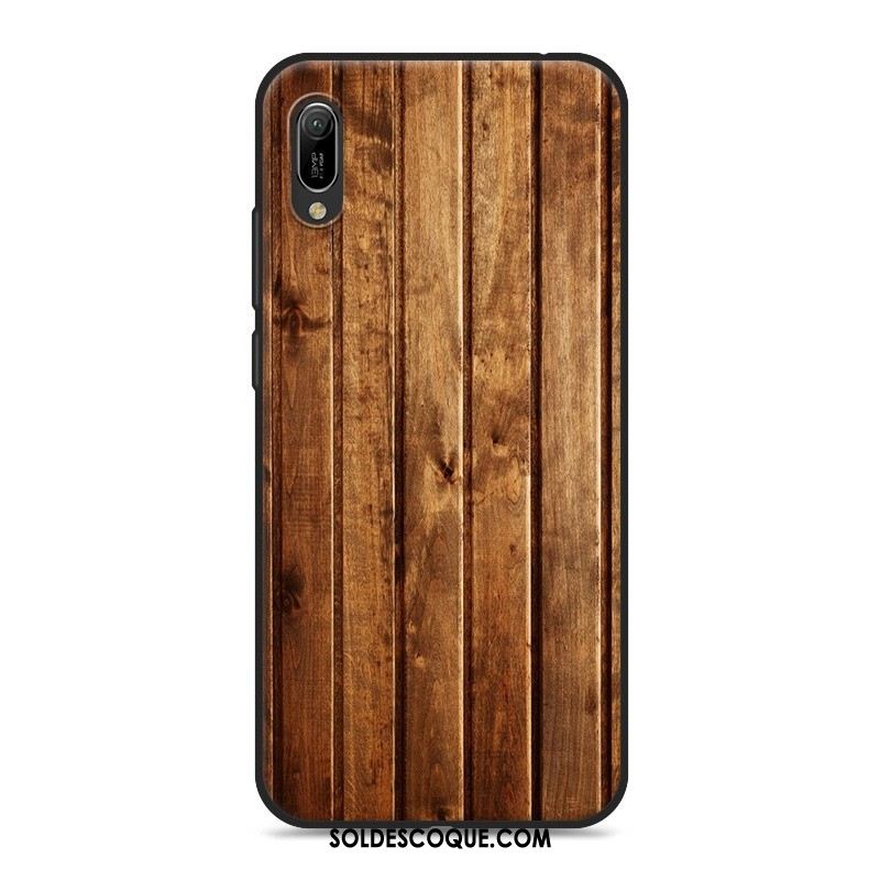 Coque Huawei Y6 2019 Fluide Doux Téléphone Portable Grain De Bois Vintage Étui Pas Cher