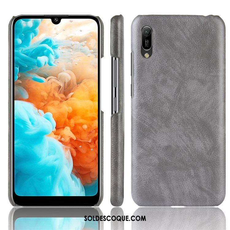 Coque Huawei Y6 2019 Litchi Protection Modèle Fleurie Téléphone Portable Difficile Housse En Vente