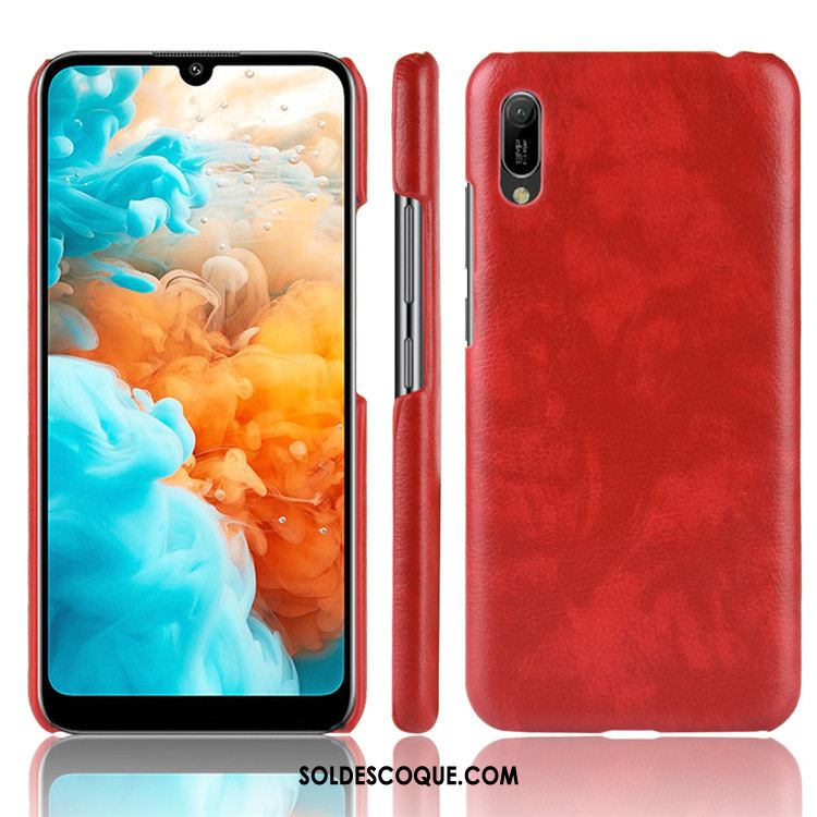 Coque Huawei Y6 2019 Litchi Protection Modèle Fleurie Téléphone Portable Difficile Housse En Vente