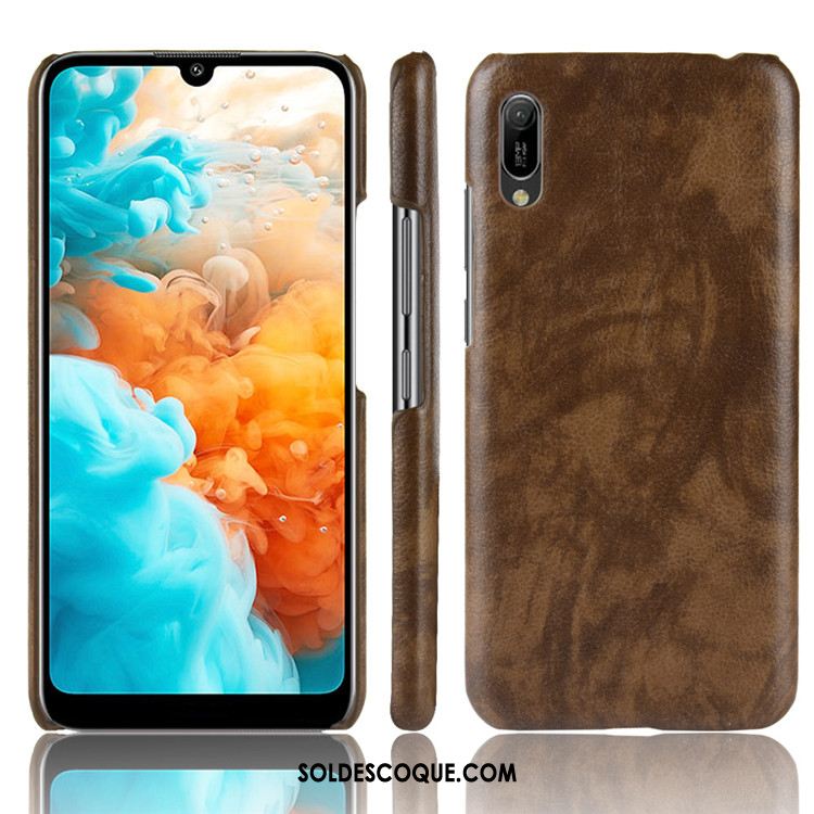 Coque Huawei Y6 2019 Litchi Protection Modèle Fleurie Téléphone Portable Difficile Housse En Vente