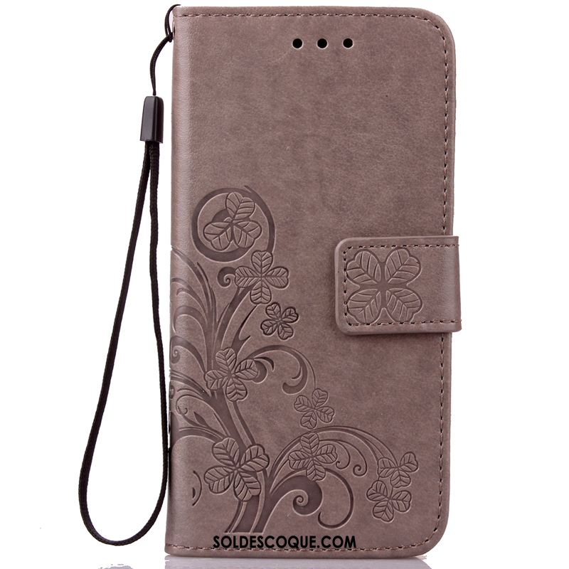 Coque Huawei Y6 2019 Modèle Fleurie Gris Créatif Couleur Unie Étui En Cuir Pas Cher