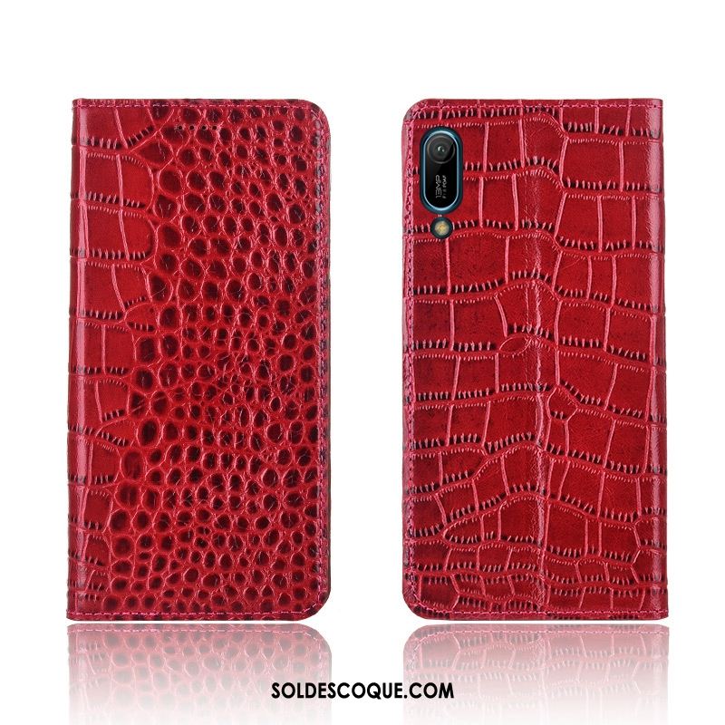 Coque Huawei Y6 2019 Protection Étui En Cuir Fluide Doux Incassable Cuir Véritable En Vente