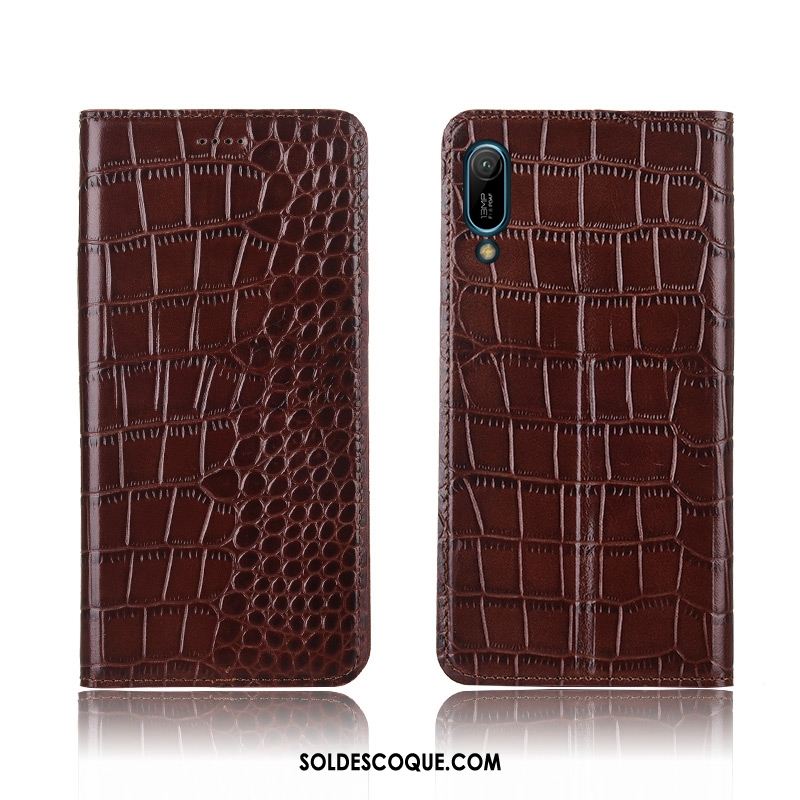 Coque Huawei Y6 2019 Protection Étui En Cuir Fluide Doux Incassable Cuir Véritable En Vente