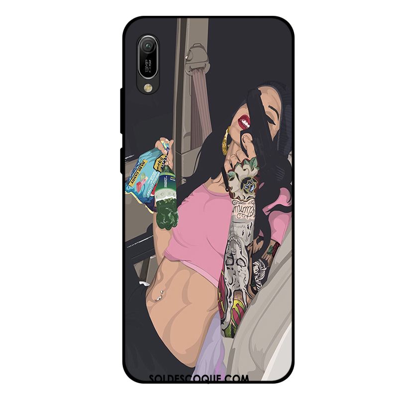 Coque Huawei Y6 2019 Tendance Gris Mode Fluide Doux Personnalité Pas Cher