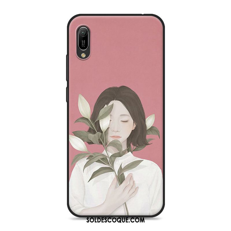 Coque Huawei Y6 2019 Téléphone Portable Bleu Art Petit Frais Pas Cher