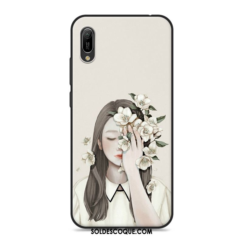 Coque Huawei Y6 2019 Téléphone Portable Bleu Art Petit Frais Pas Cher