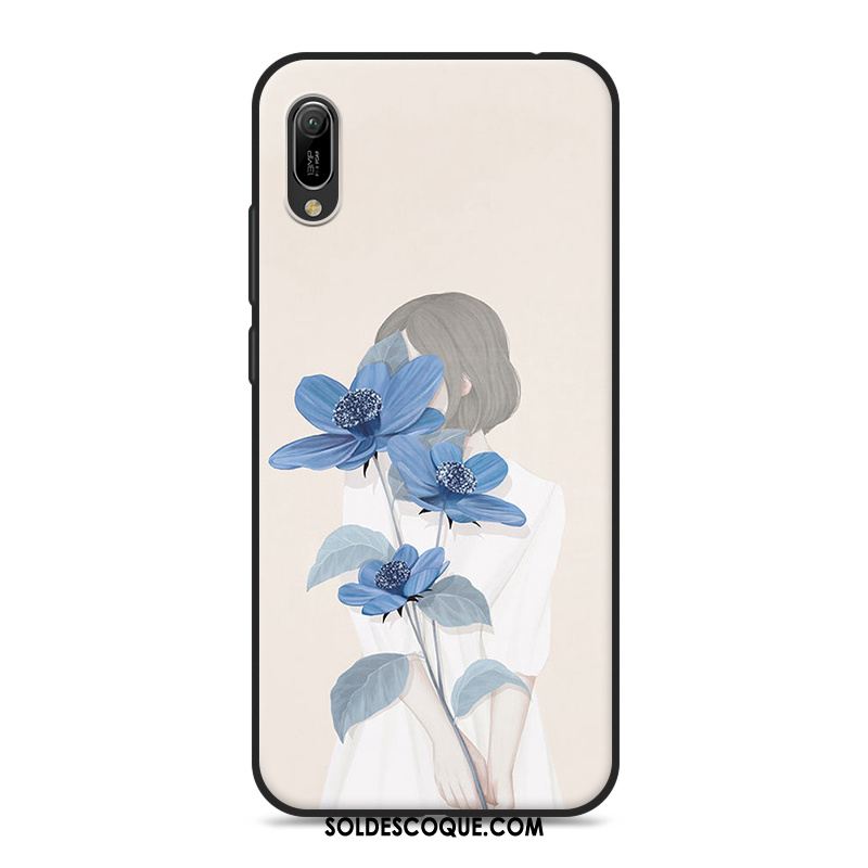Coque Huawei Y6 2019 Téléphone Portable Bleu Art Petit Frais Pas Cher