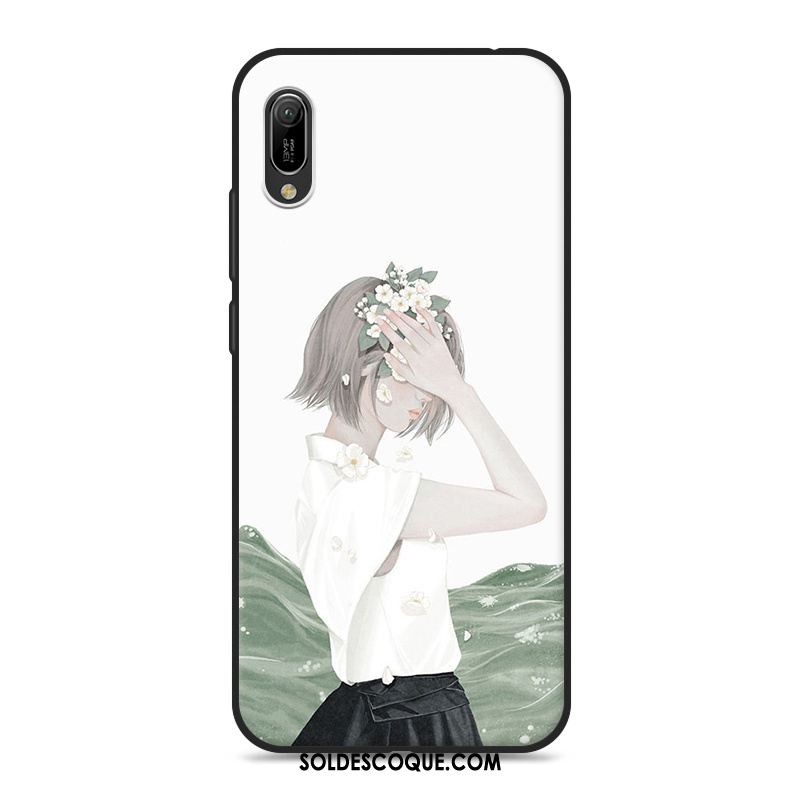 Coque Huawei Y6 2019 Téléphone Portable Bleu Art Petit Frais Pas Cher