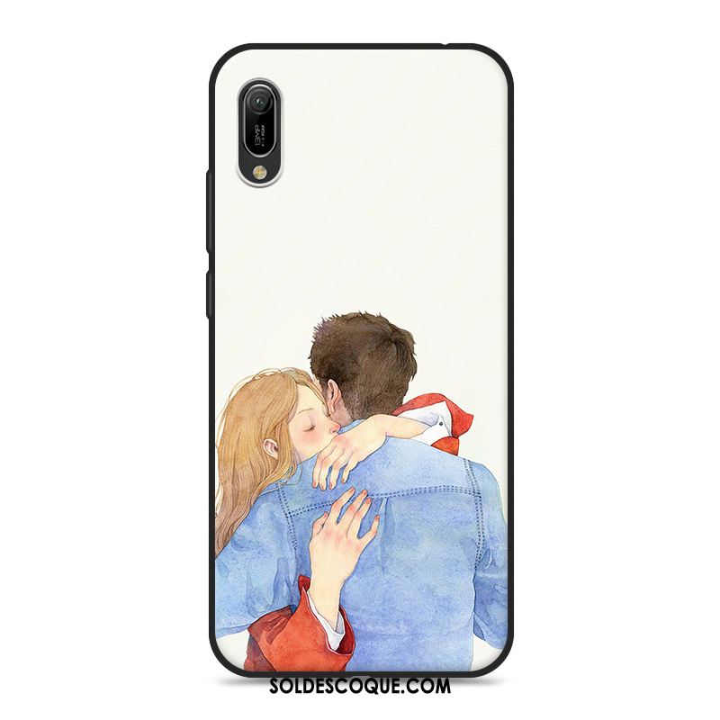 Coque Huawei Y6 2019 Téléphone Portable Bleu Art Petit Frais Pas Cher