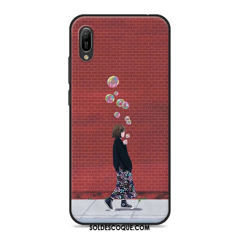 Coque Huawei Y6 2019 Téléphone Portable Bleu Art Petit Frais Pas Cher