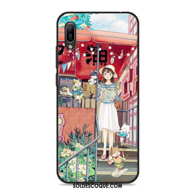 Coque Huawei Y6 2019 Téléphone Portable Bleu Art Petit Frais Pas Cher