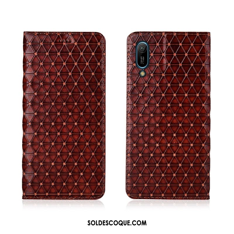 Coque Huawei Y6 2019 Téléphone Portable Plaid Étui En Cuir Silicone Nouveau En Ligne