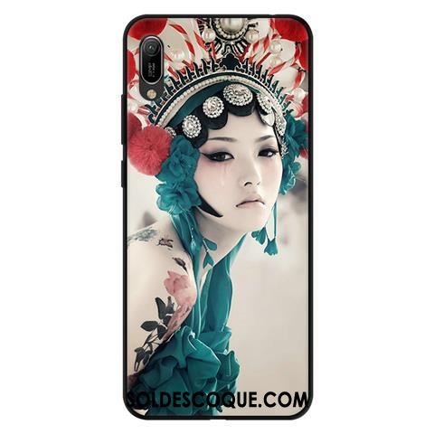 Coque Huawei Y6 2019 Évasé Fluide Doux Délavé En Daim Téléphone Portable Dessin Animé France