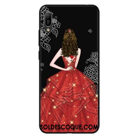 Coque Huawei Y6 2019 Évasé Fluide Doux Délavé En Daim Téléphone Portable Dessin Animé France