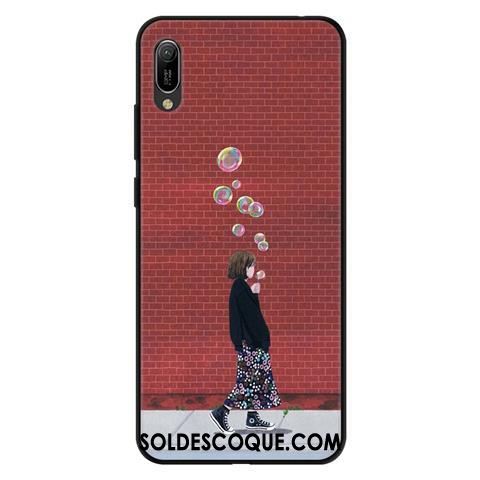 Coque Huawei Y6 2019 Évasé Fluide Doux Délavé En Daim Téléphone Portable Dessin Animé France