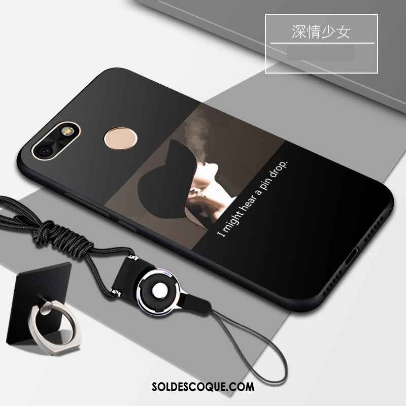 Coque Huawei Y6 Pro 2017 Blanc Personnalité Téléphone Portable Noir Support Pas Cher