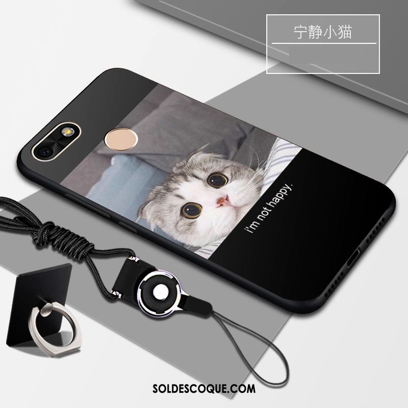 Coque Huawei Y6 Pro 2017 Blanc Personnalité Téléphone Portable Noir Support Pas Cher