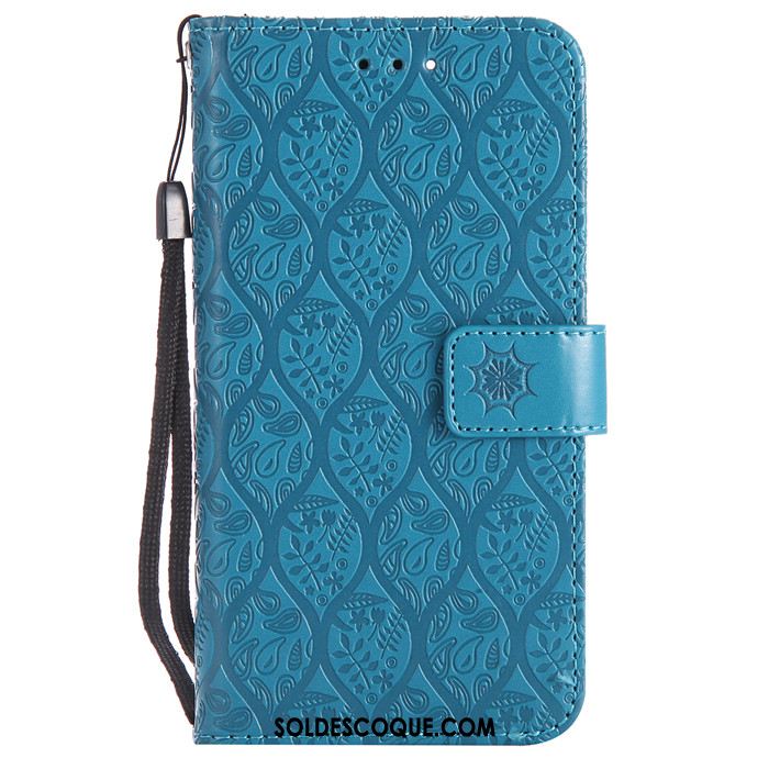 Coque Huawei Y6 Pro 2017 Silicone Étui En Cuir Gaufrage Fluide Doux Bleu Pas Cher