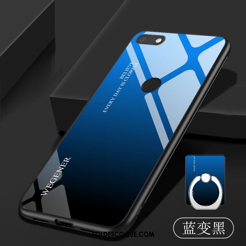 Coque Huawei Y6 Pro 2017 Tempérer Bleu Membrane Dégradé Verre Trempé En Vente